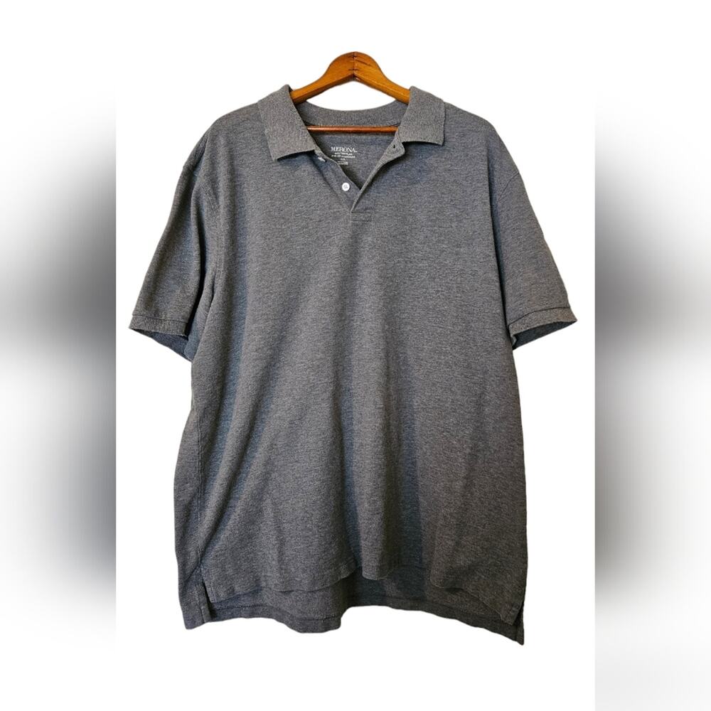 Merona XXL men's grey polo shirt, short sleeved, 3 buttons, made in Vietnam.